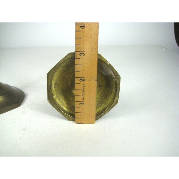 Vintage Brass Candlestick Set 2 Hexagonal Base - Picture 8 of 12